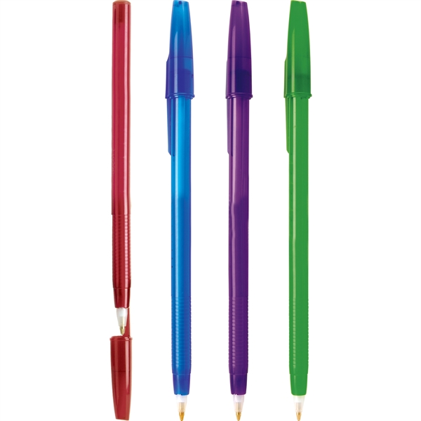 Translucent Stick plastic pen is offered in 4 stylish colors with... from ASI 61966 HPG / Hub Pen
