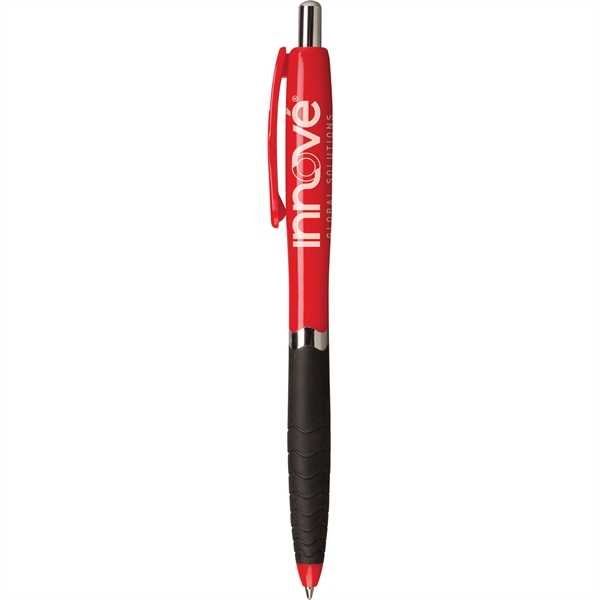Plunger action ballpoint pen with hourglass shape, textured rubber grip and... from ASI 61966 HPG / Hub Pen