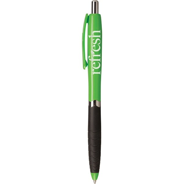 Plunger action ballpoint pen with hourglass shape, textured rubber grip and... from ASI 61966 HPG / Hub Pen