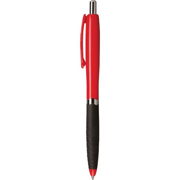 Plunger action ballpoint pen with hourglass shape, textured rubber grip and... from ASI 61966 HPG / Hub Pen