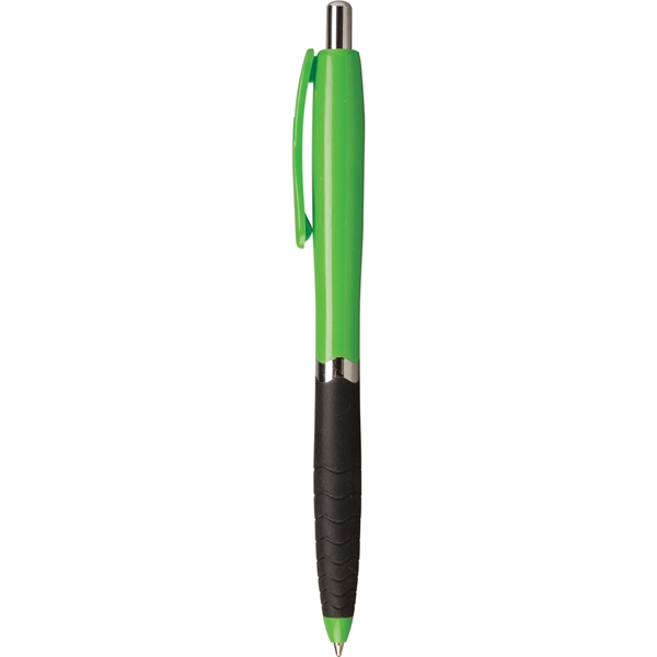 Plunger action ballpoint pen with hourglass shape, textured rubber grip and... from ASI 61966 HPG / Hub Pen