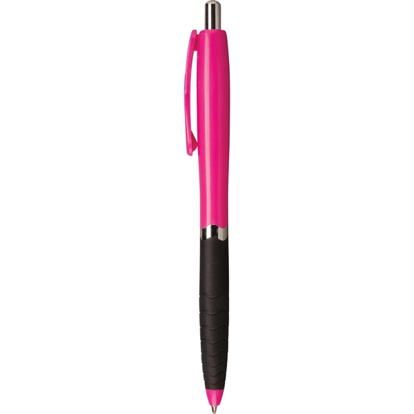 Plunger action ballpoint pen with hourglass shape, textured rubber grip and... from ASI 61966 HPG / Hub Pen