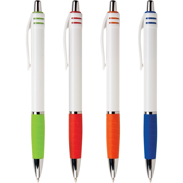 Paradiso ballpoint pen features a great shape, white barrel, silver accents,... from ASI 61966 HPG / Hub Pen