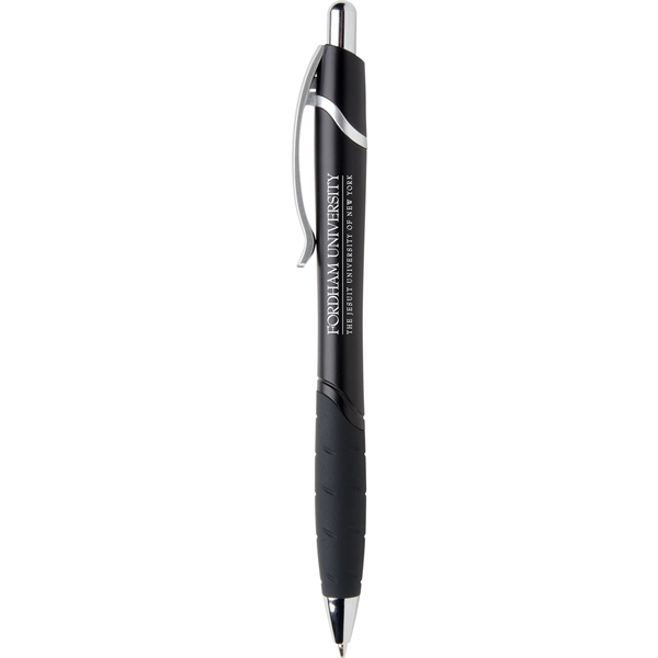 Ballpoint pen with textured rubber grip, contoured shaped and brushed silver... from ASI 61966 HPG / Hub Pen