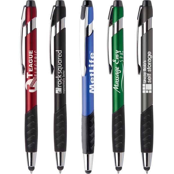 Click action plastic ballpoint pen with stylus and black ink.... from ASI 61966 HPG / Hub Pen