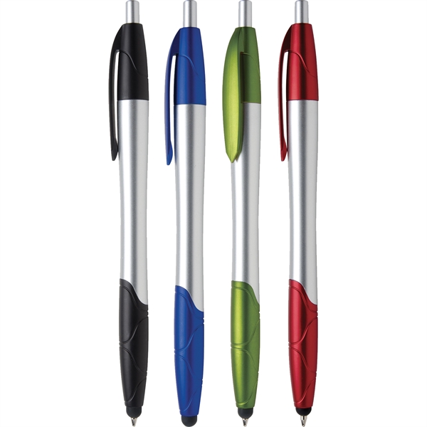 Ballpoint pen with retractable blue ink, contoured barrel and a stylus... from ASI 61966 HPG / Hub Pen