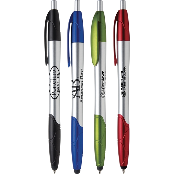 Ballpoint pen with retractable blue ink, contoured barrel and a stylus... from ASI 61966 HPG / Hub Pen