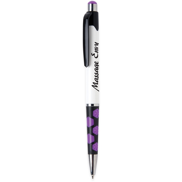 Mardi Gras Hex features Hexagon accents in 8 vivid colors with... from ASI 61966 HPG / Hub Pen
