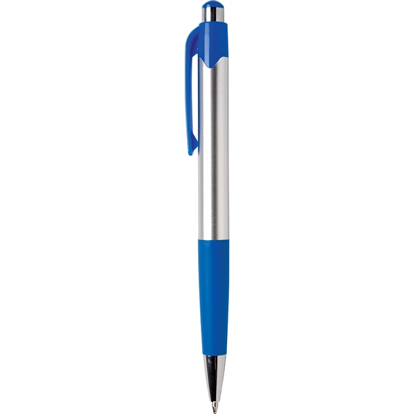 Jumbo barrel chrome ballpoint pen with rubber grip and chrome accents... from ASI 61966 HPG / Hub Pen