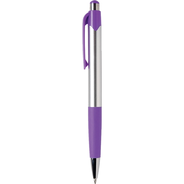 Jumbo barrel chrome ballpoint pen with rubber grip and chrome accents... from ASI 61966 HPG / Hub Pen