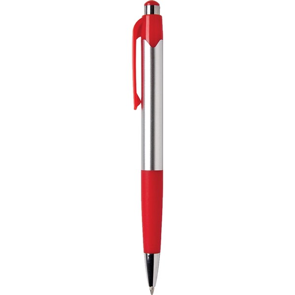 Jumbo barrel chrome ballpoint pen with rubber grip and chrome accents... from ASI 61966 HPG / Hub Pen
