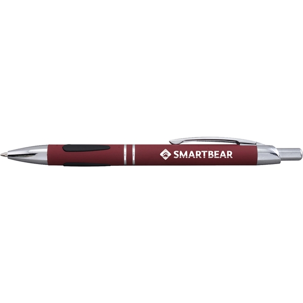 Metallic, click-action pen with a rubberized finish, teardrop grippers, black ink... from ASI 61966 HPG / Hub Pen