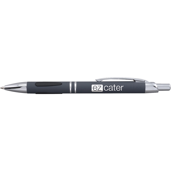 Metallic, click-action pen with a rubberized finish, teardrop grippers, black ink... from ASI 61966 HPG / Hub Pen