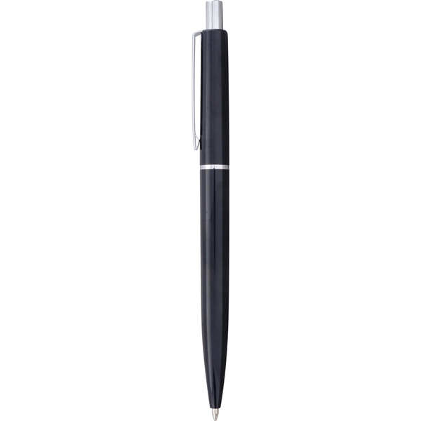 Retro-styled, click-action plastic ballpoint pen with silver accents, black ink and... from ASI 61966 HPG / Hub Pen