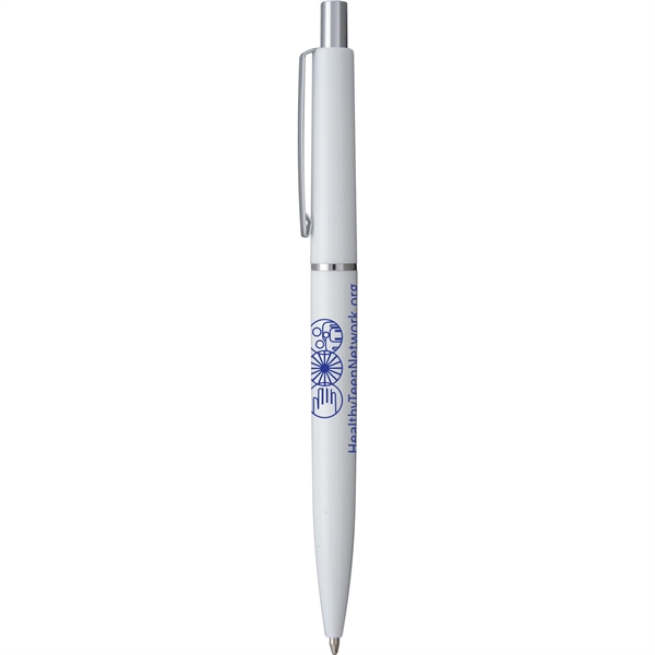Retro-styled, click-action plastic ballpoint pen with silver accents, black ink and... from ASI 61966 HPG / Hub Pen