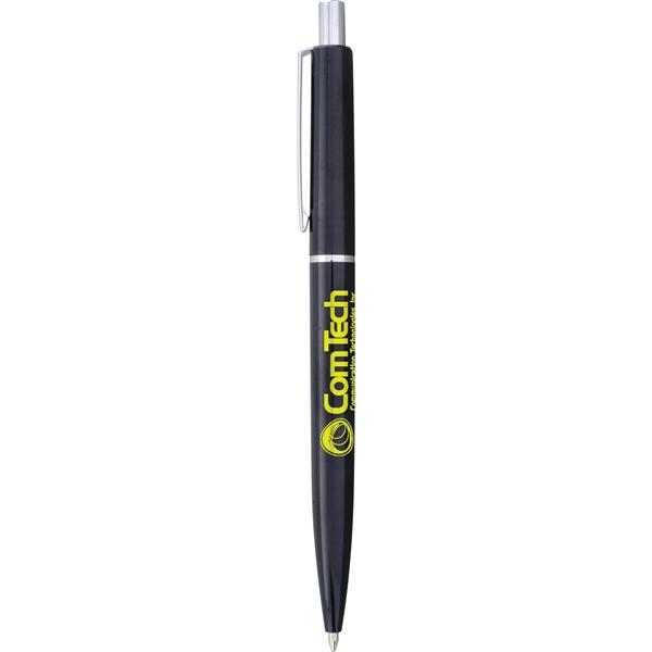 Retro-styled, click-action plastic ballpoint pen with silver accents, black ink and... from ASI 61966 HPG / Hub Pen