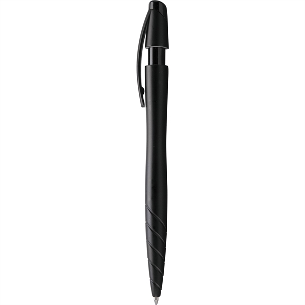 Retractable ballpoint pen with shimmering metallic barrel, notched plunger, black trim,... from ASI 61966 HPG / Hub Pen