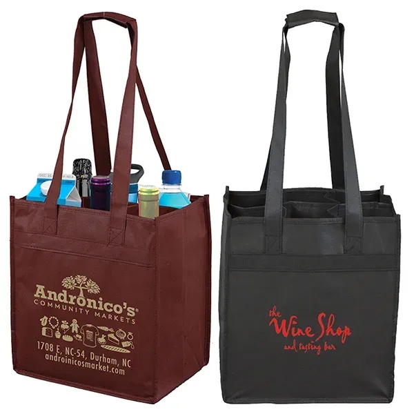 6 bottle wine tote bag with dividers; made of 90GSM non-woven... from ASI 62660 Innovation Line