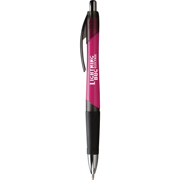 Plastic, click-action ballpoint pen with jumbo ergonomic barrel, translucent trim, black... from ASI 61966 HPG / Hub Pen