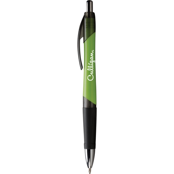 Plastic, click-action ballpoint pen with jumbo ergonomic barrel, translucent trim, black... from ASI 61966 HPG / Hub Pen