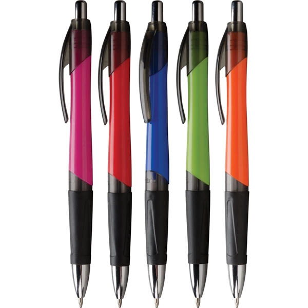 Plastic, click-action ballpoint pen with jumbo ergonomic barrel, translucent trim, black... from ASI 61966 HPG / Hub Pen