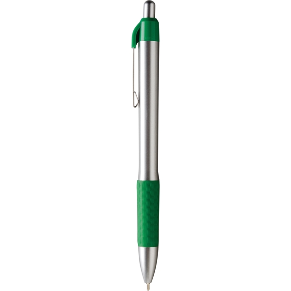 Click-action retractable ballpoint pen with basket weave textured rubber grip and... from ASI 61966 HPG / Hub Pen