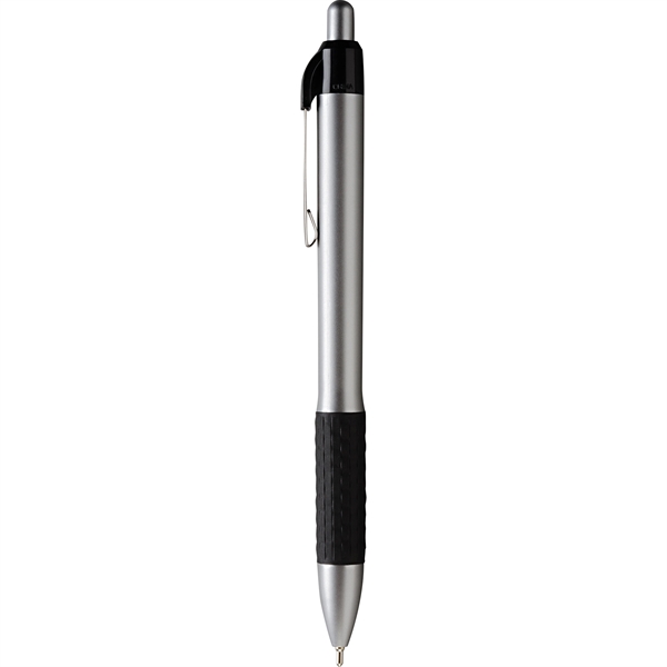Click-action retractable ballpoint pen with basket weave textured rubber grip and... from ASI 61966 HPG / Hub Pen