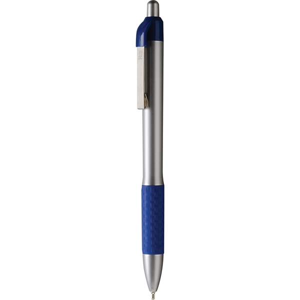 Click-action retractable ballpoint pen with basket weave textured rubber grip and... from ASI 61966 HPG / Hub Pen