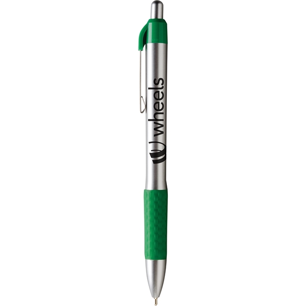 Click-action retractable ballpoint pen with basket weave textured rubber grip and... from ASI 61966 HPG / Hub Pen