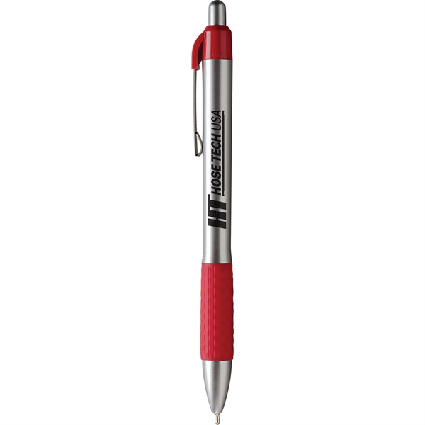 Click-action retractable ballpoint pen with basket weave textured rubber grip and... from ASI 61966 HPG / Hub Pen