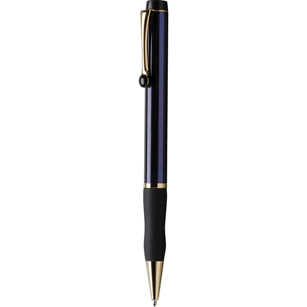 Twist-action ballpoint pen with rubber grip, black ink, and 24 karat... from ASI 61966 HPG / Hub Pen