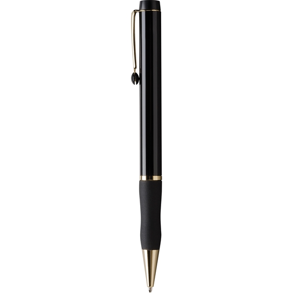 Twist-action ballpoint pen with rubber grip, black ink, and 24 karat... from ASI 61966 HPG / Hub Pen