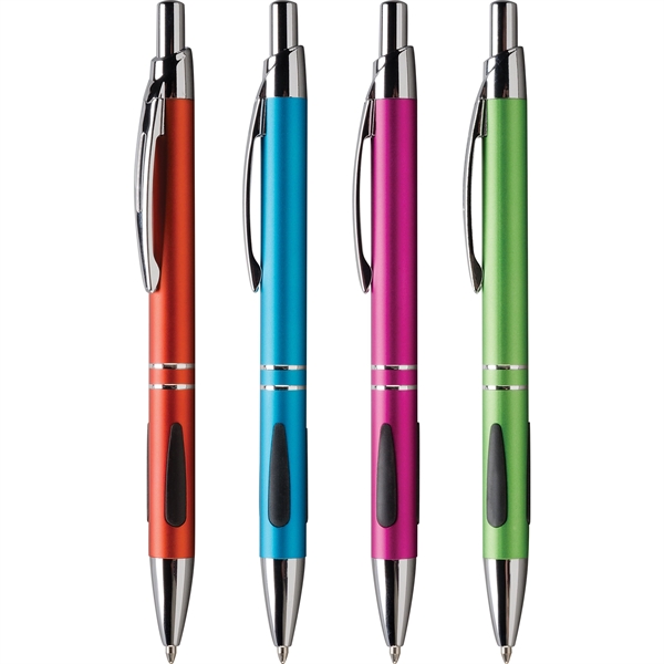 Click-action metal constructed ballpoint pen with rubber grip strips.... from ASI 61966 HPG / Hub Pen