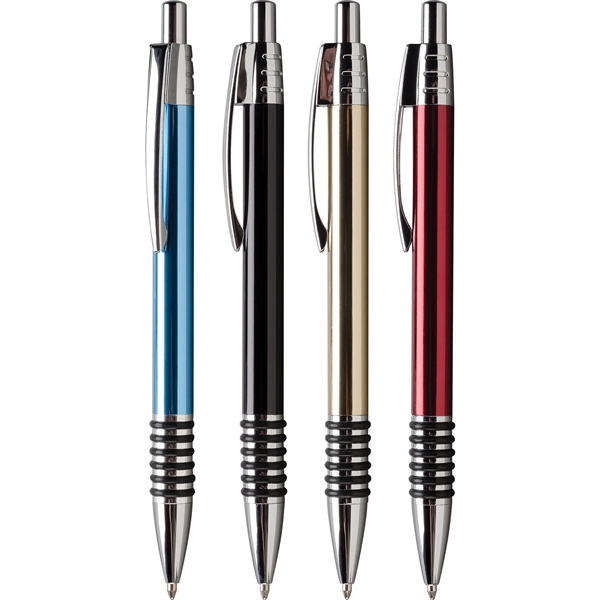 Ballpoint pen with rich metallic finish, chrome accents, ribbed grip and... from ASI 61966 HPG / Hub Pen