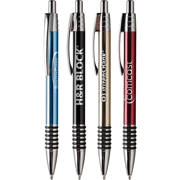 Ballpoint pen with rich metallic finish, chrome accents, ribbed grip and... from ASI 61966 HPG / Hub Pen