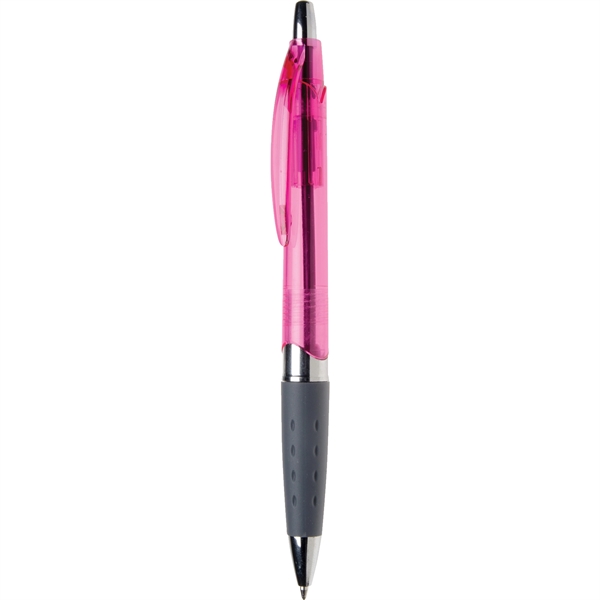 Translucent plastic click action pen with chrome cigar band and vividly-colored... from ASI 61966 HPG / Hub Pen