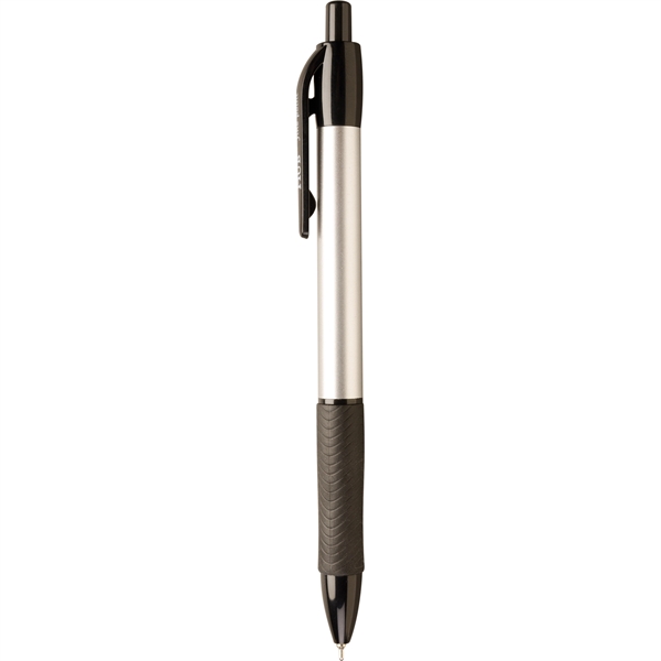 Plunger action ballpoint pen with shimmering silver barrel, super-smooth black hybrid... from ASI 61966 HPG / Hub Pen
