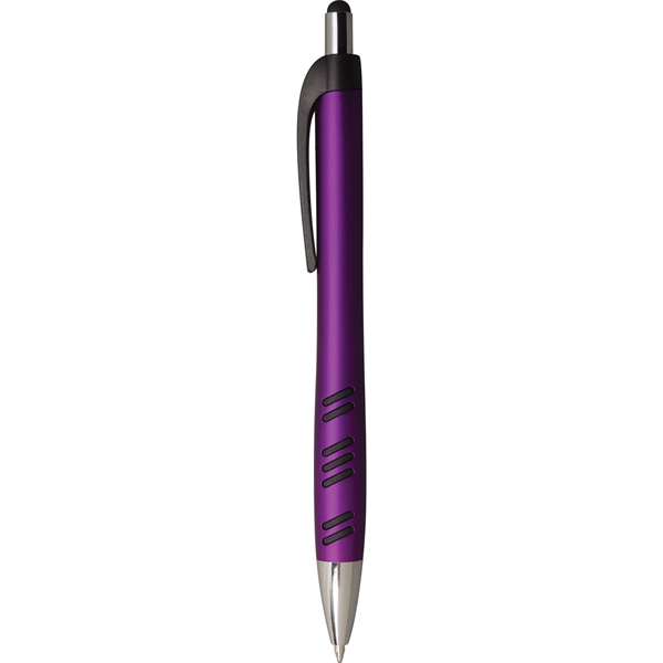 2-in-1 pen with plunger action mechanism, stylus, metallic colored barrel, rubber... from ASI 61966 HPG / Hub Pen