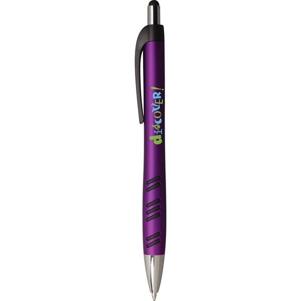 2-in-1 pen with plunger action mechanism, stylus, metallic colored barrel, rubber... from ASI 61966 HPG / Hub Pen