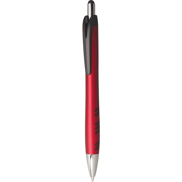 2-in-1 pen with plunger action mechanism, stylus, metallic colored barrel, rubber... from ASI 61966 HPG / Hub Pen