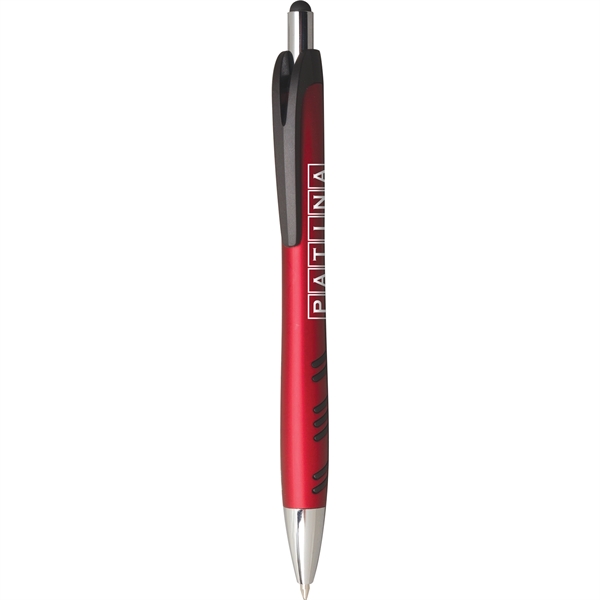 2-in-1 pen with plunger action mechanism, stylus, metallic colored barrel, rubber... from ASI 61966 HPG / Hub Pen