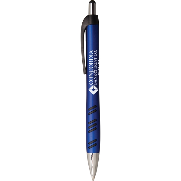2-in-1 pen with plunger action mechanism, stylus, metallic colored barrel, rubber... from ASI 61966 HPG / Hub Pen