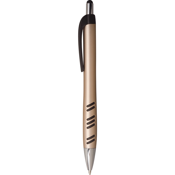 2-in-1 pen with plunger action mechanism, stylus, metallic colored barrel, rubber... from ASI 61966 HPG / Hub Pen