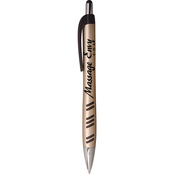 2-in-1 pen with plunger action mechanism, stylus, metallic colored barrel, rubber... from ASI 61966 HPG / Hub Pen