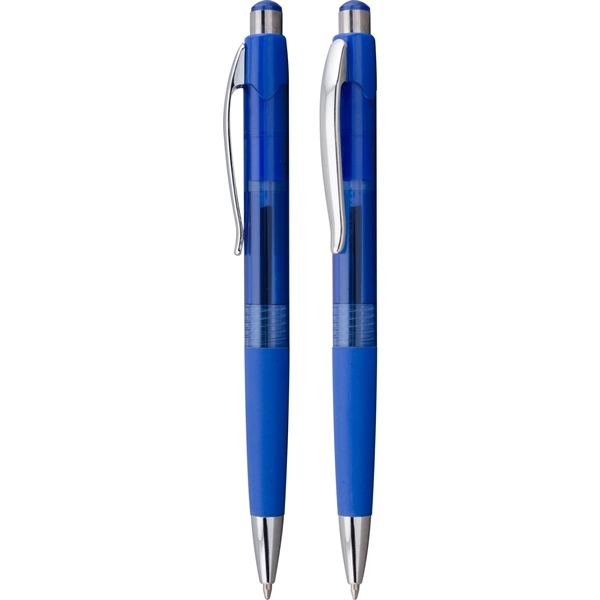 Plunger-action ballpoint pen with super-strong metal clip, translucent body, black ink,... from ASI 61966 HPG / Hub Pen