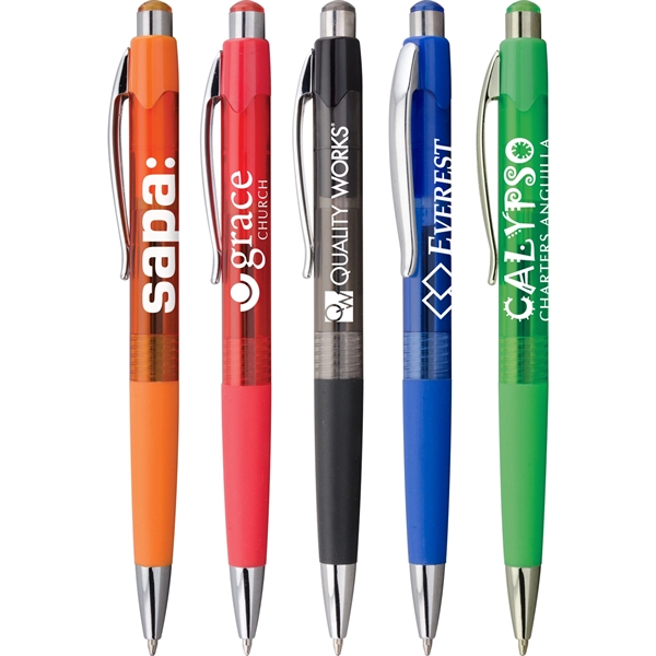 Plunger-action ballpoint pen with super-strong metal clip, translucent body, black ink,... from ASI 61966 HPG / Hub Pen