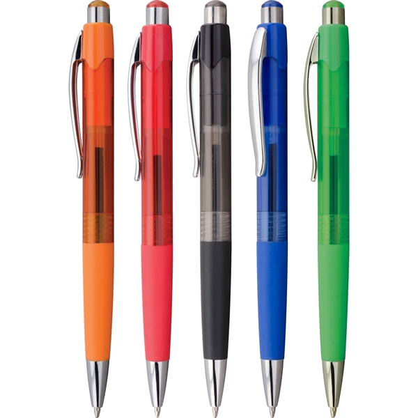 Plunger-action ballpoint pen with super-strong metal clip, translucent body, black ink,... from ASI 61966 HPG / Hub Pen