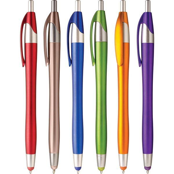 Plastic ballpoint pen with six vivid metallic colors with matching colored... from ASI 61966 HPG / Hub Pen