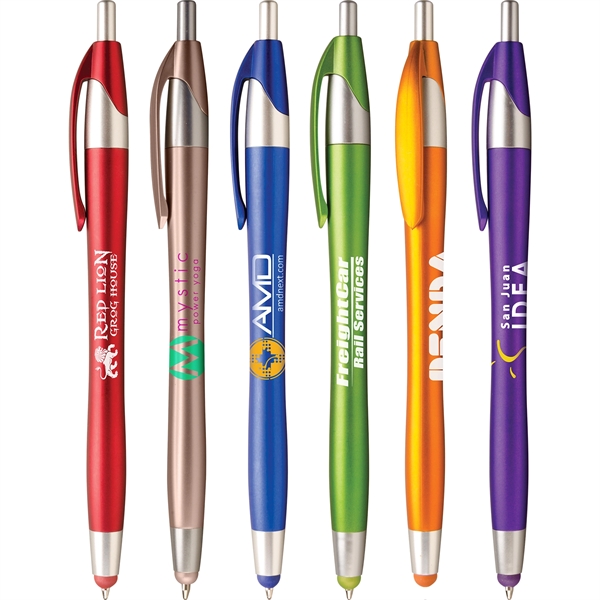 Plastic ballpoint pen with six vivid metallic colors with matching colored... from ASI 61966 HPG / Hub Pen