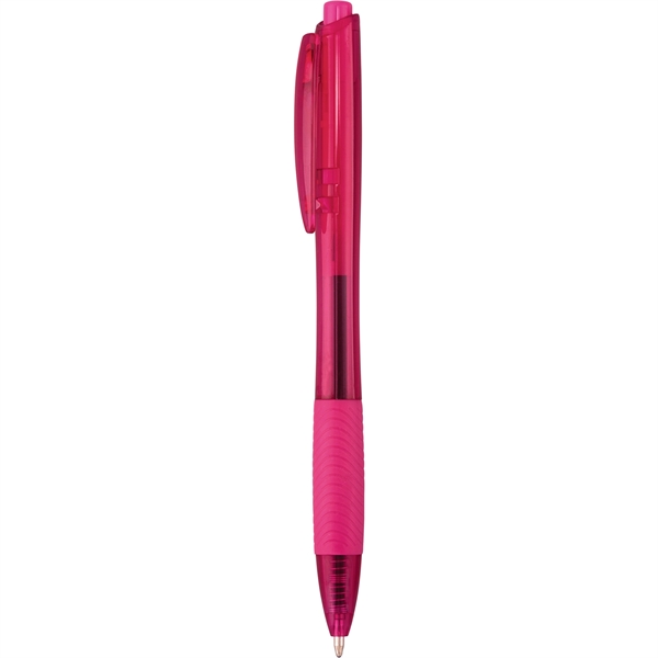 Plastic pen with bright, translucent barrel and trim, ribbed rubber grip,... from ASI 61966 HPG / Hub Pen